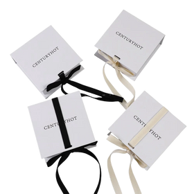 9.5*9.3*3.5cm Black Luxury Bracelet Necklace Flap Jewelry Boxes With Ribbon Cardboard Jewelry Boxes With Foil logo