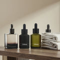 RTS Customized 60ml Clear Frosted Glass Serum & Face Cream Bottles with Amber Glass Dropper for Skin Care Use