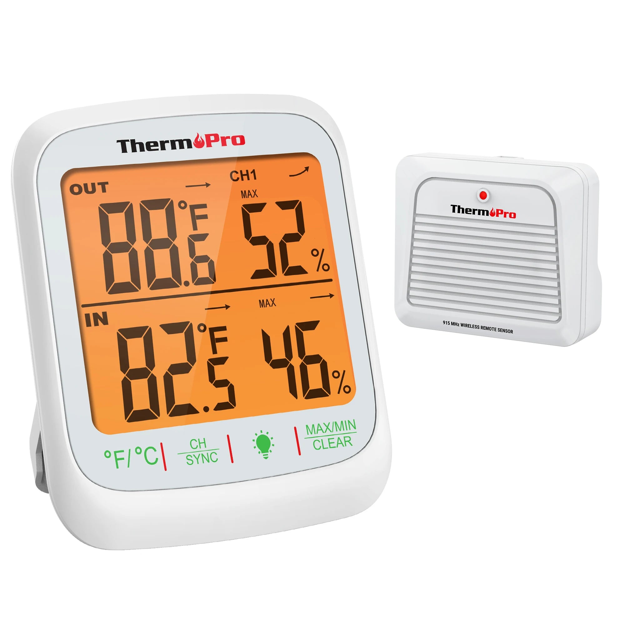 ThermoPro TP260B Indoor Outdoor Thermometer Wireless 1000ft/300m Range Pro Accuracy Digital Hygrometer Humidity Meter