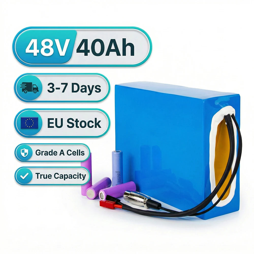 German Stock 48V 40Ah Prismatic Cell Lithium Battery 13s1p 40Ah Grade a Cells with 60A BMS & 4A XT60 Plug