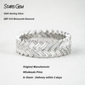 S925 Sterling Silver Ring Double Row Baguette Cut DEF VVS Moissanite Gemstone Band Eternity Wedding Rings for Women Couple