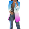 RNSHANGER Autumn Women Blazer Casual Lapel Neck Long Sleeve Suit Jacket Streetwear Gradient Color Office Ladies Blazer