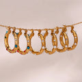 Tarnish Free Colorful Zircon Freshwater Pearl Gold Plated Hoop Earrings Stainless Steel Jewelry Statement Earring