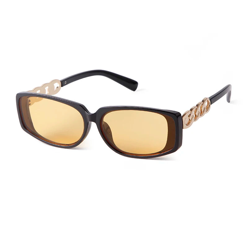 ADE WU STY4473 Trendy Tortoise Shell Rectangle Sunglasses Women Yellow Lens Square Sun Glasses Men Shades Eyewear Female UV400