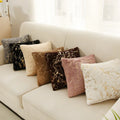 16*16" White Faux Fur Gold Gilding Leaves Throw Pillow Covers Sparkling Throw Fluffy Plush Soft Square Cushion Cases/