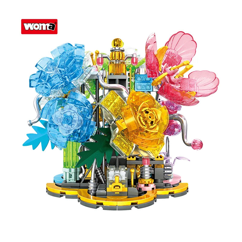 Woma Toys 2025 New C0293 4 in 1 Eternal Brick Flowers Floral Building Block Set Toy with Technology Design