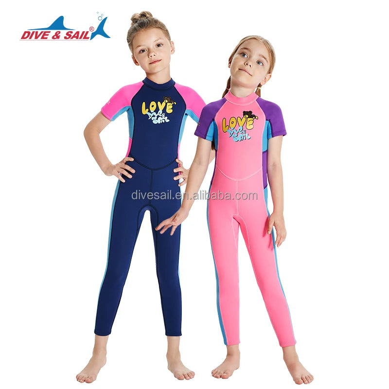 New Style Thickened Waterproof Breathable UPF50+ Thermal for Diving Surfing 2.5mm Neoprene Kids Wetsuits for Girls