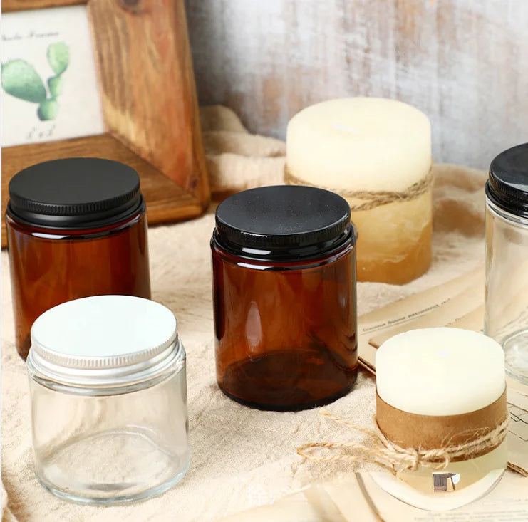 Empty Glass Recycled Amber Home Decoration Christmas Brown Silk Screen Printing Luxury Tealight Candle Making Jars Vessel
