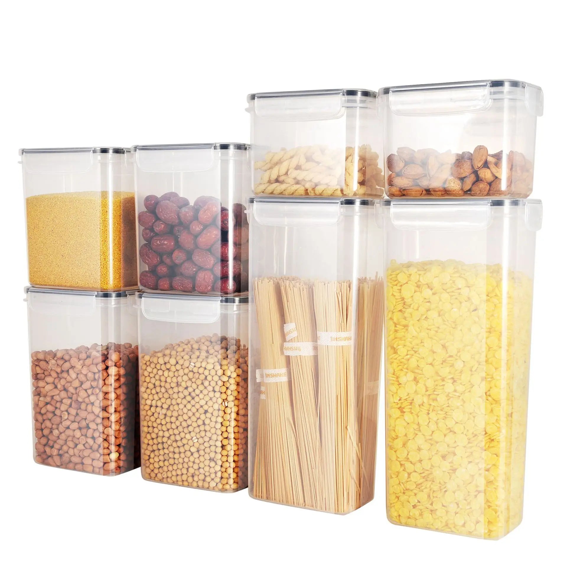 8 Pack Eco-friendly Food-grade PP Plastic BPA Free Airtight Dry Cereal Storage Containers Canister for Giveaways Kitchen Use