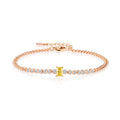 YILUN Rose Gold Plated Chain Bracelet Radiant Yellow Sapphire CZ Delicate Design Gemstone 925 Silver Bracelet Femme
