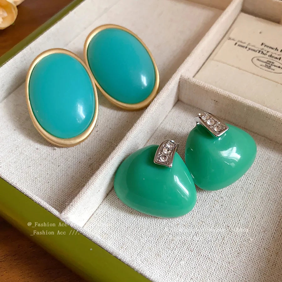 2025 Wholesale Korean Mountain Green Trendy Fashion Earrings for Women