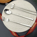 New Product 4 Pcs Stainless Steel Cutlery Set Metal Chopsticks Spoon and Fork Stainless Flatware