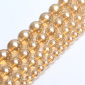 6/8/10/12mm Round Champagne Semi Gemstone Electroplated Glass Beads for Necklace Bracelet Earring Jewelry Making