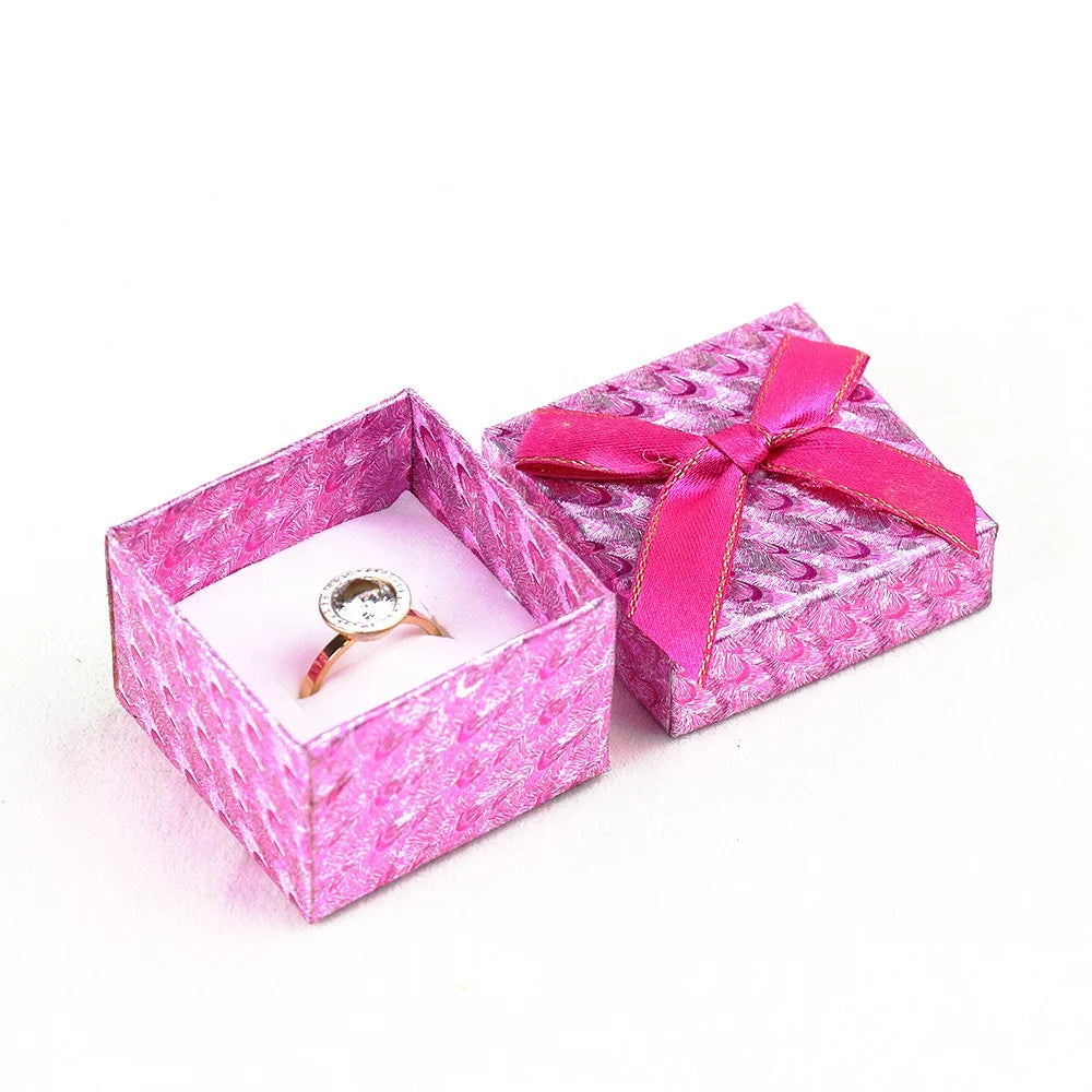 Hot Sale Cardboard Ring Gift Box Jewelry Boxes Package Case for Necklace Earring Gift Random Color