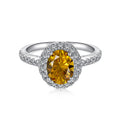 925 Sterling Silver Zircon Engagement Ring Egg-Shaped Flower Head Rhodium Gold Plating Oval Cut Prong Setting Wedding