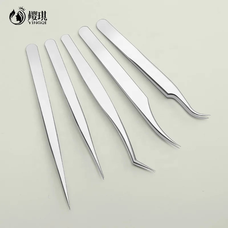 Professional Pointed Tip Volume Eyelash Tweezers Stainless Steel Fiber and Pointed for Eyelash Extensions Private Label