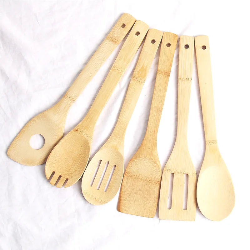 Bamboo Non-stick Spatula Soup Salad Spoon Spatula Spoon Set Bamboo Wood Spatula Kitchen Utensils