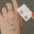 Classical Sparkling Round Cut Cubic Zirconia Jewelry Set Bling Bling Diamond Necklace Earrings Ring Set
