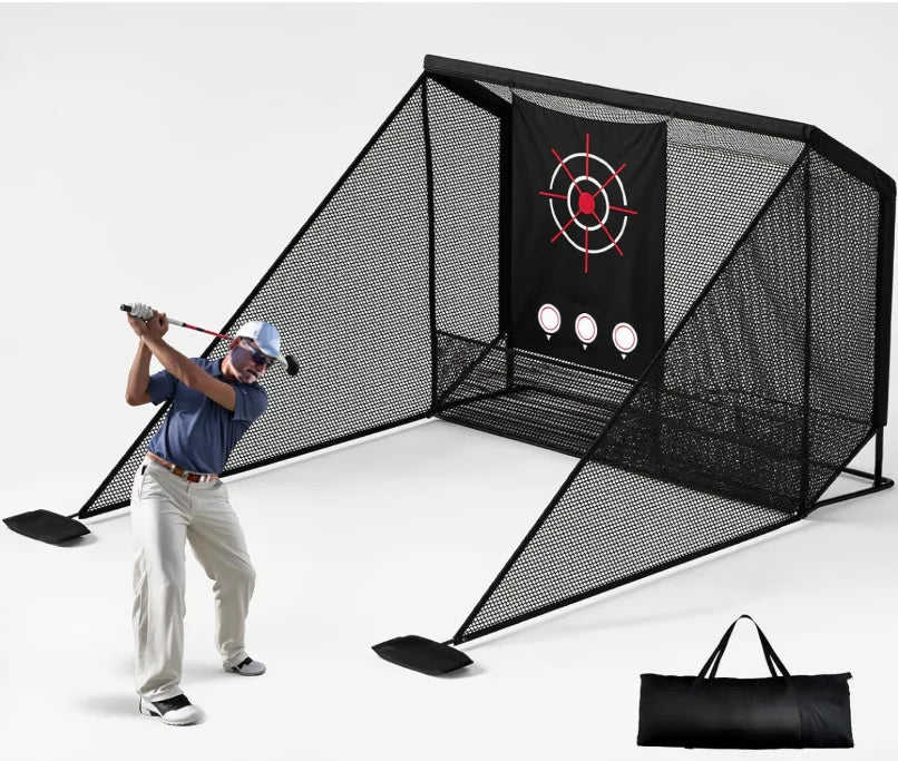 Factory Sales Golf Net Practice Hitting Net Golf Cage 10x7ft Heavy Steel Frame with 2 Net Side Barriers Chipping Swing Training