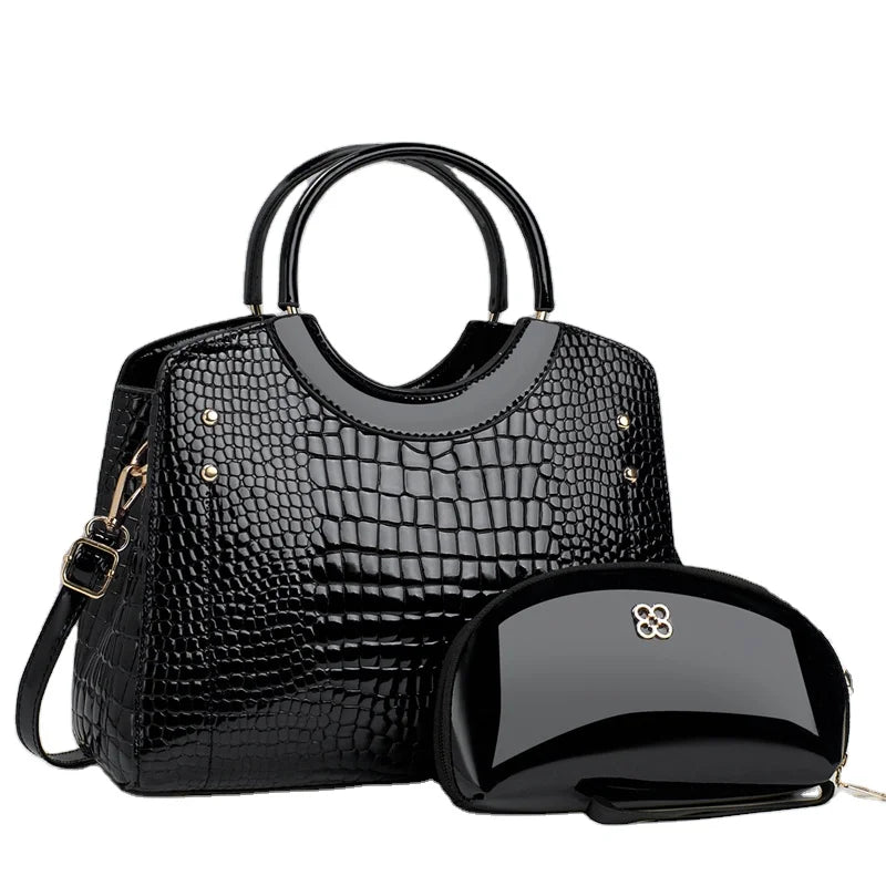 Large Capacity 2024 New Two Piece Set Simple Solid Color Fashion Versatile Handbags Ladies Bags