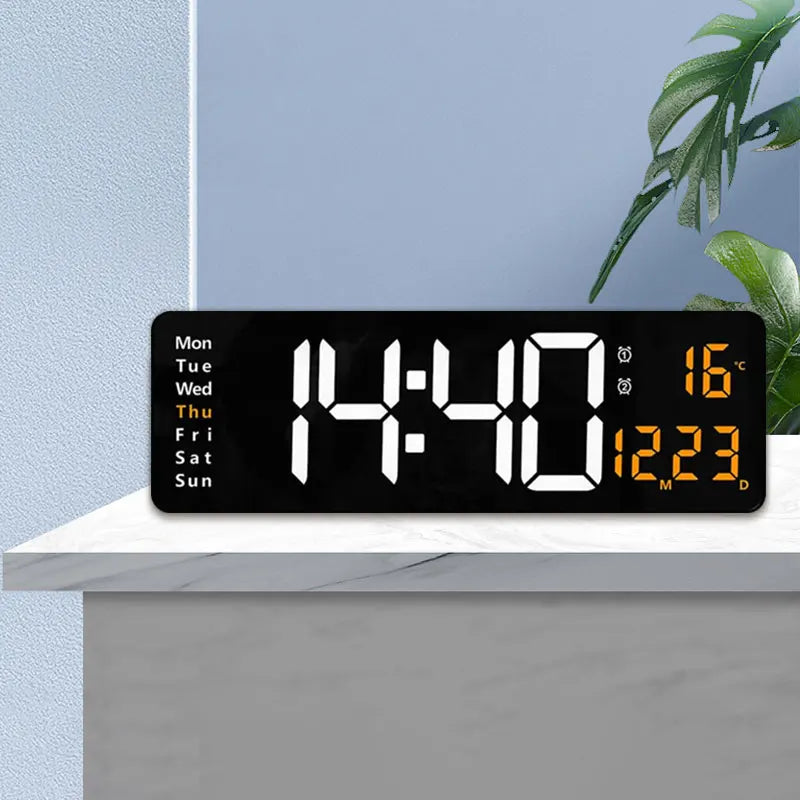Living Room Digital Calendar Day Led Digit Remote Control Electric Alarm Big Digital Wall Clock Large Display With Day and Date