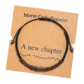 SC Hot Selling Hematite Beaded Morse Code Bracelet Adjustable Wood Beads Inspirational Message Cards Morse Code Bracelet Women