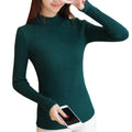 Autumn/winter Lace Half Turtleneck Sweater Women's Long-sleeved Knitted Slim Top Pullover All-match Korean Style Bottoming Shirt