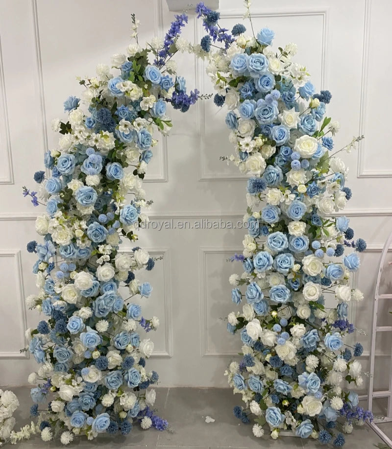 Hot Sale Green Leaf White Artificial Flowers Arrangement Horn Shape Wedding Event Backdrop Flower Valentine's Day Graduation