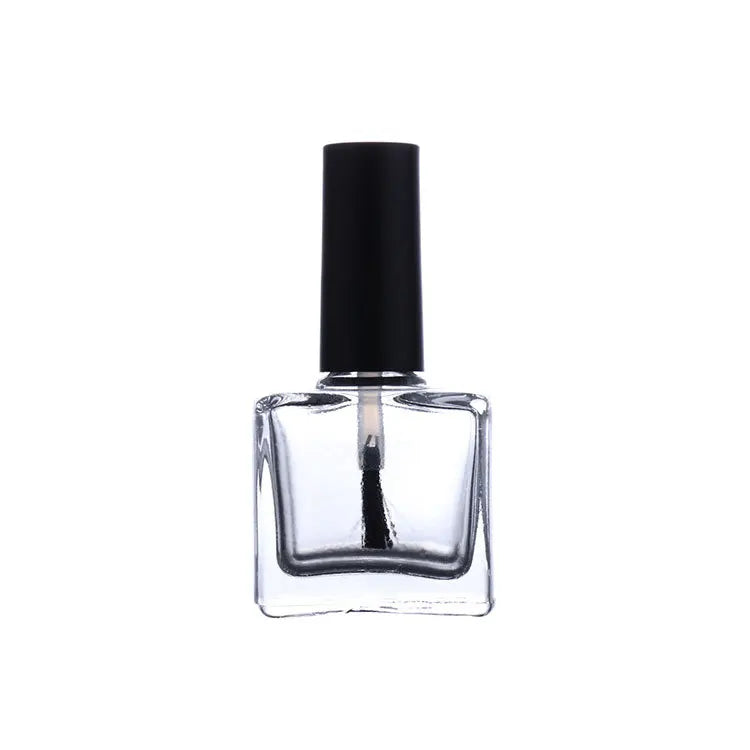 10ml Thick Bottom Transparent Glass Nail Polish Bottle Square Empty with Included Brush