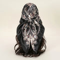2025 New Design Women's Korean Style Square Scarf Popular Flower Pattern Silk Hijab