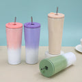 Custom Gradient Color Stainless Steel Tumbler Spill Proof Vacuum Insulated Car Coffee Thermos Cup with Straw for Travel