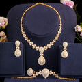 Newest Deluxe Fashion Jewelry Jewelry Sets 18k Gold Plated Flower Pendant Zirconia Jewelry Set for Wedding