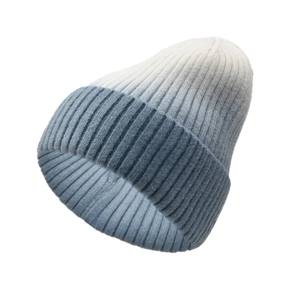 Custom logo Gradient Ramp Winter Warm Beanie Toque Hats Ribbed Knit Tie Dye COTTON ACRYLIC Beanie for Winter