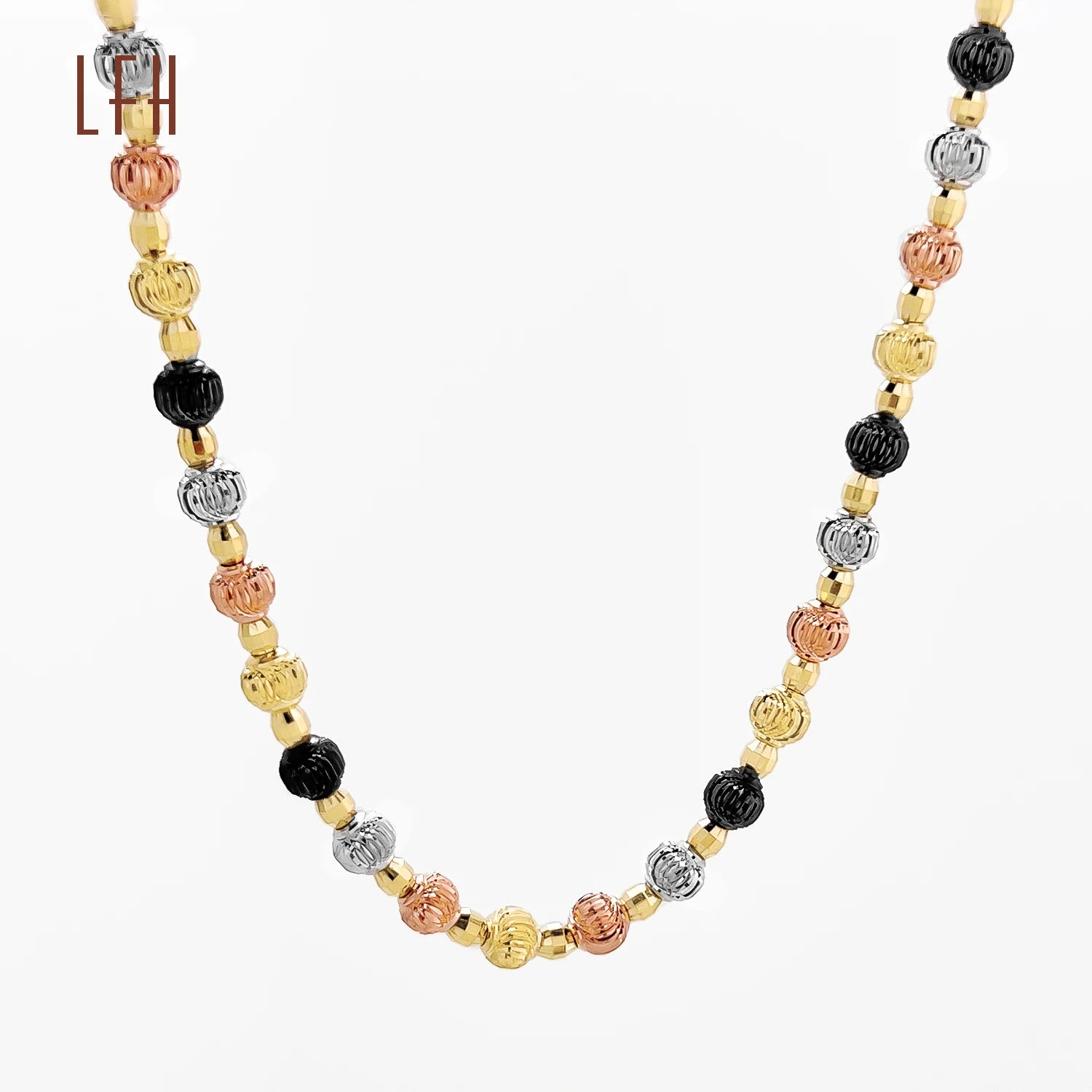 LFH White Black Rose Gold Ball Chains 18K Ball Solid Gold Chain AU750 Real Gold Necklace Jewelry Wholesale 18 Inch
