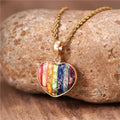 Lovely Natural Stone 7 Chakra Heart Pendant Necklace Unique Fashion Stainless Steel Chain Jewelry Wholesale Popular Jewelry