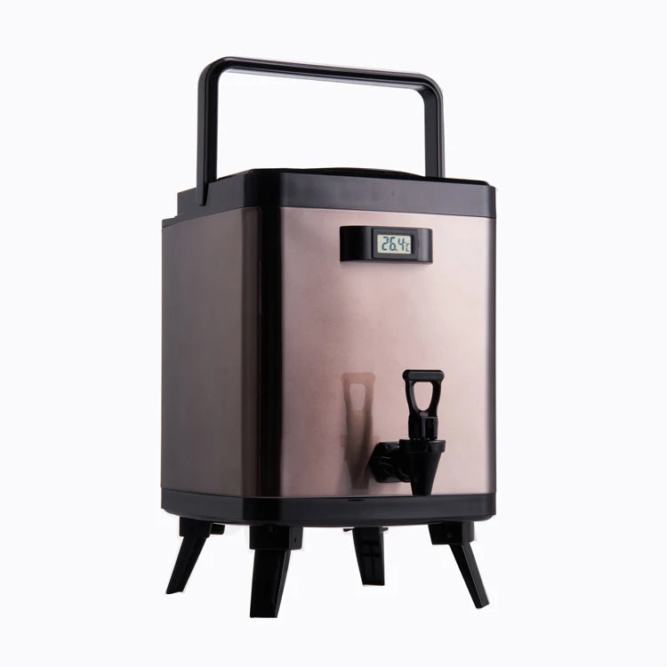 Double Wall 2-Layer Stainless Steel 8L Insulated Cold/Heat Milk Tea Water Dispenser Faucet Electric Heating Thermometer 220-240V