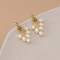 Fashion Jewelry 925 Sterling Silver Natural Pearls Tassel Drop Pendant Gold Plated Stud Earrings for Women