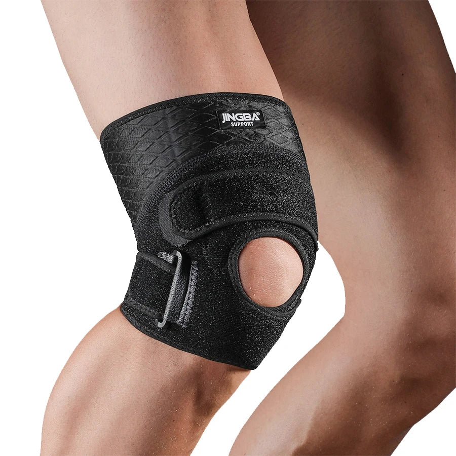 JINGBA Low MOQ Manufacturer Neoprene Premium Quality Elastic Compression Knee Support Brace for Weightlifting Outdoor Sports
