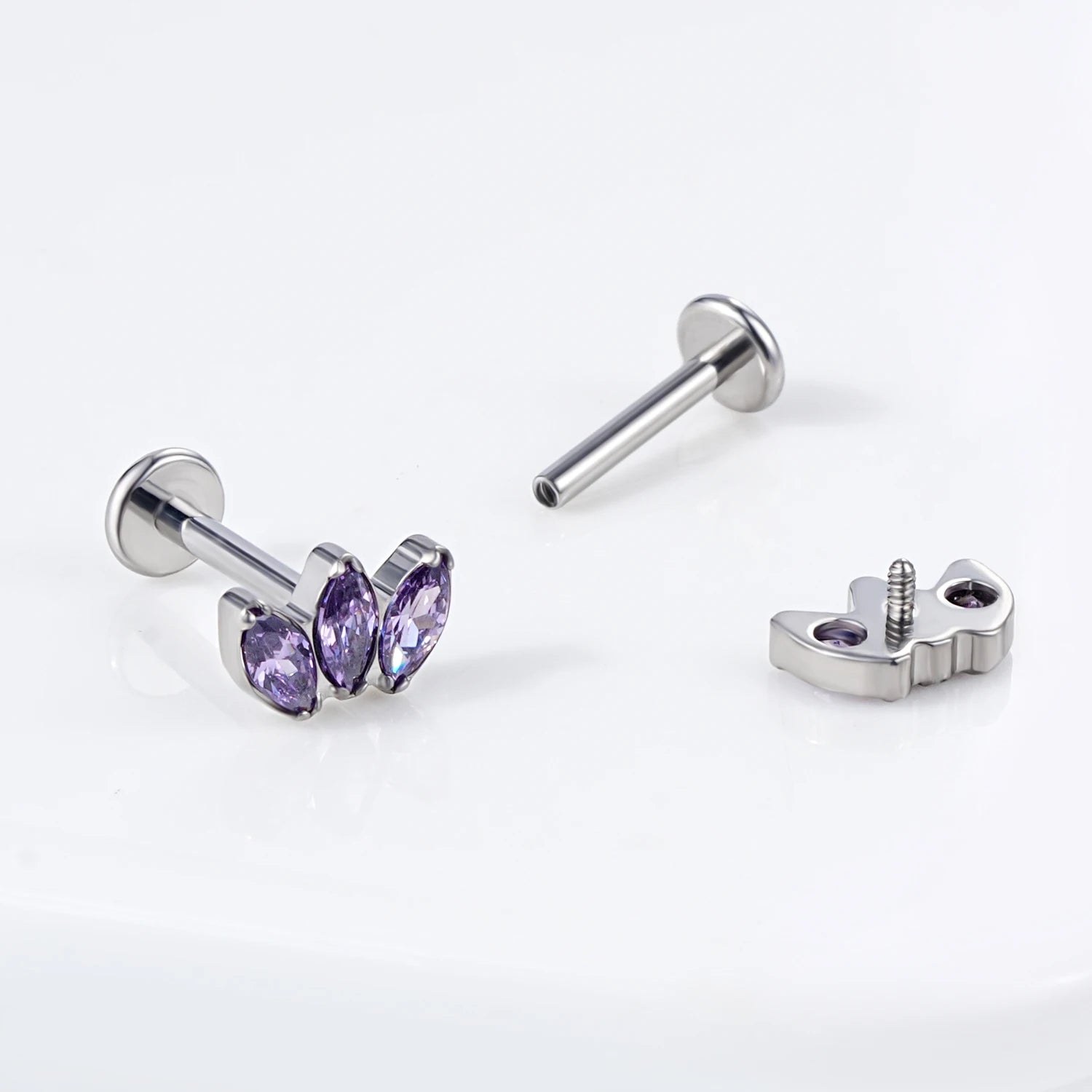 Toposh Wholesale Threadless Piurple G23 Cartilage ASTM F136 Lip Stud Titanium Labret Flat Back Earring Piercing Jewelry