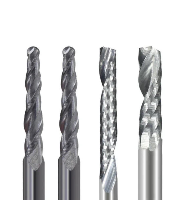 LISCA Solid Carbide Engraving Bit 10pcs 3.175mm Shank CNC End Mill Woodworking Router Bit Set Wood Milling Cutter