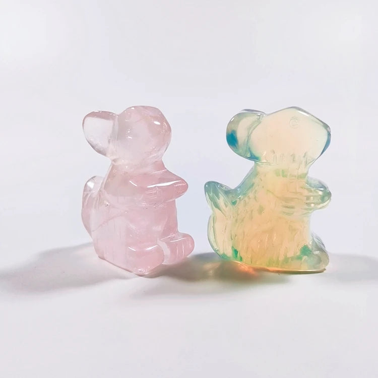 HZ Wholesale Opal / Rose Quartz Squirrel Crystal Stone Animal for Gift Decoration