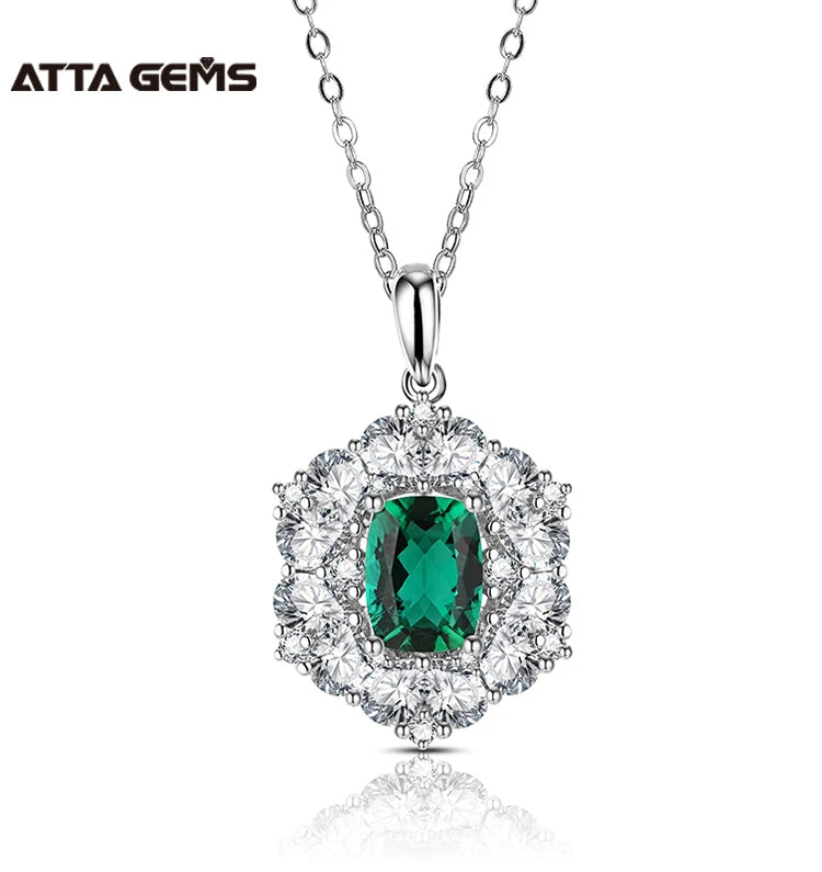 New Arrival Elegant Emerald Gemstone Jewelry Necklace 8*6MM Cushion Shape Zambian Emerald Jewelry Necklace