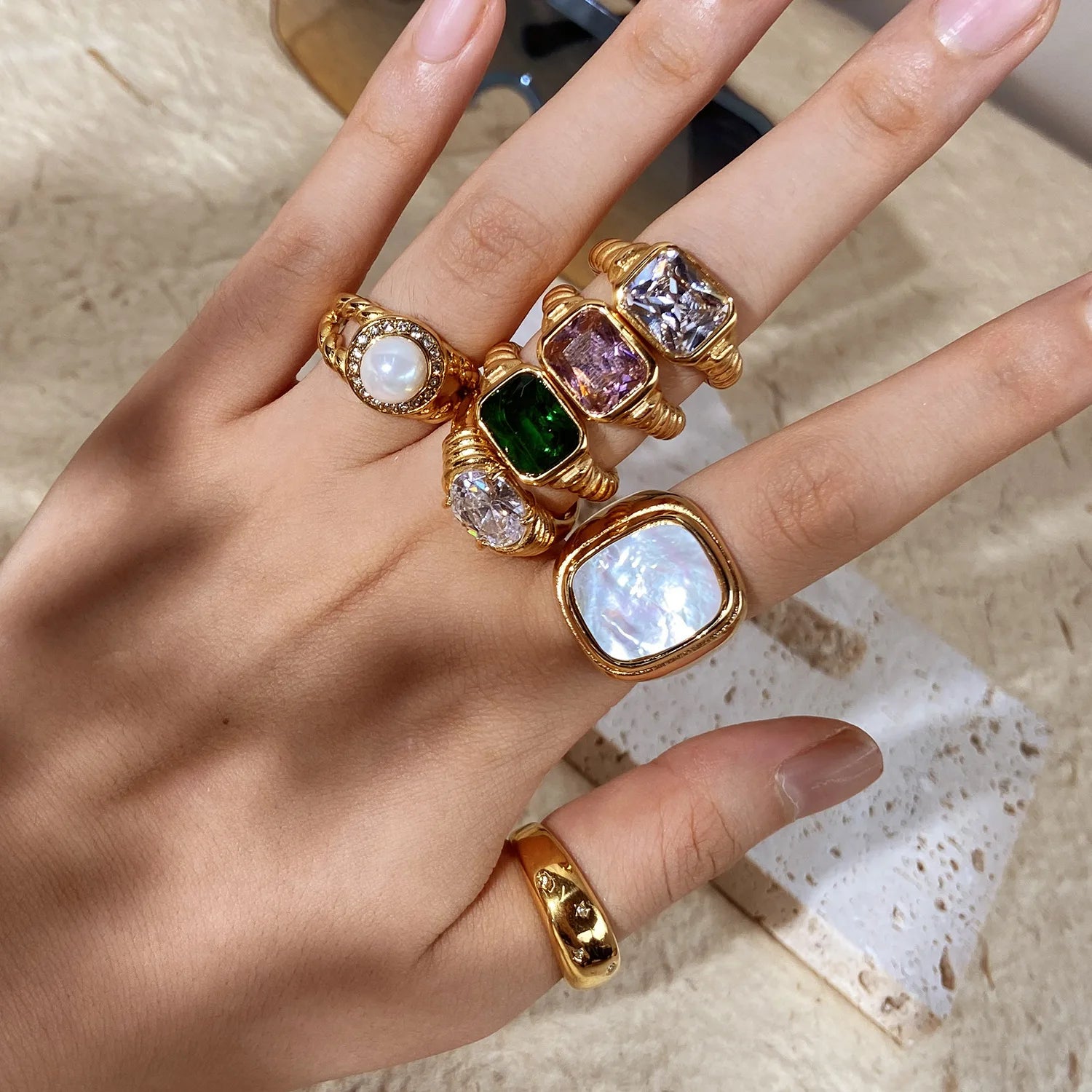Stainless Steel Zircon Ring 18K Gold Plated Couple Rings Fashion Jewelry INS Style Hot Selling for Party Daily Wear for Women