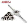 SUBORUI Hss 8pcs M3 M4 M5 M6 M7 M8 M9 M10 M12 Round Metric Hand Screw Tap Die Wrenches Cutting Die Holder Tool Set