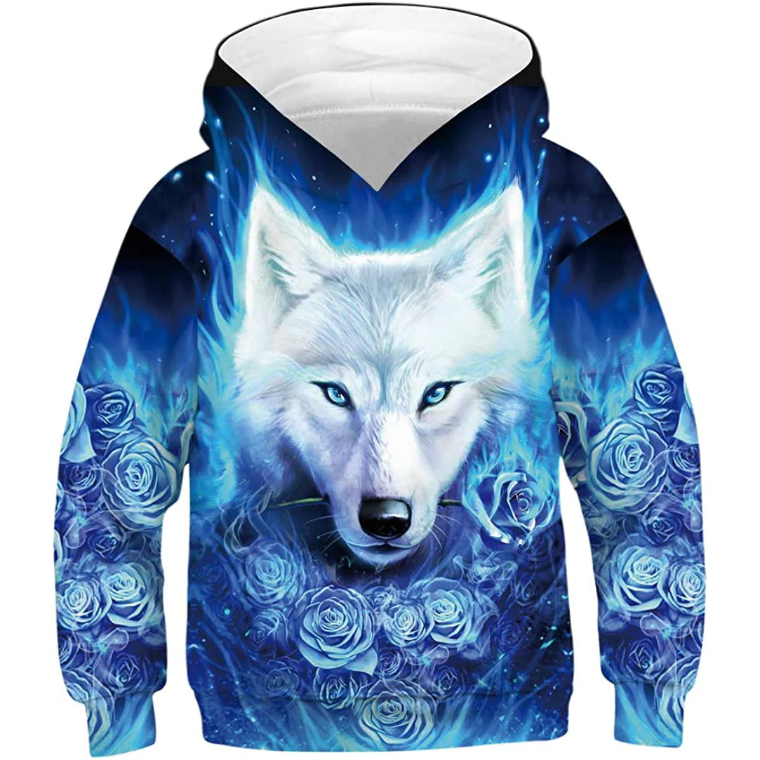 Fitspi Wholesale Unisex Wolf Hoodies Mens Teen Boys Women Girls Sweatshirt Pullover 3d Printed Tracksuits Dropshipping