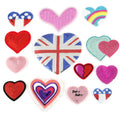 Hot Melt Adhesive Embroidered Pink Iron on Heart PET Sequins Patch for Clothing Bags Decoration Diy Garment Embroidery Patches