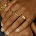 Girls Women Love 18k Gold Plated Stainless Steel Engraved Flower Signet Ring