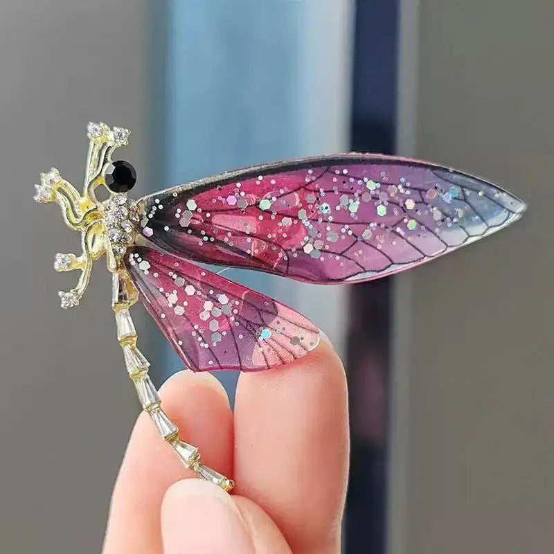 Light Luxury Rhinestone Animal Brooches New Beautiful Dragonfly Enamel Zinc Alloy Wedding Brooch Pin Personality Female Jewelry