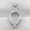 Sterling Silver 12*15mm Semi Mount Pendant Empty Frame Blank Support Setting S925 Base Holder Without Center Stone for DIY Inlay
