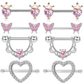 Gaby New Sale Nipple Rings Silver Plated pink Jewelry Set Nipple Piercing Stainless Steel Wholesale Piercing Body Jewelry